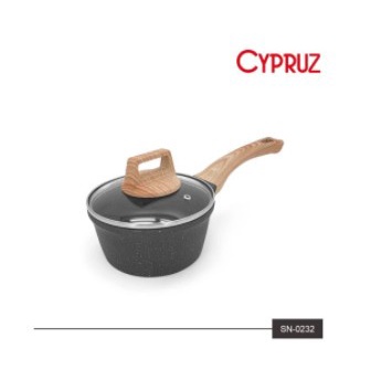 Cypruz SN-0232 Granite Die Cast Sauce Pan Glass Lid Panci Susu 18cm