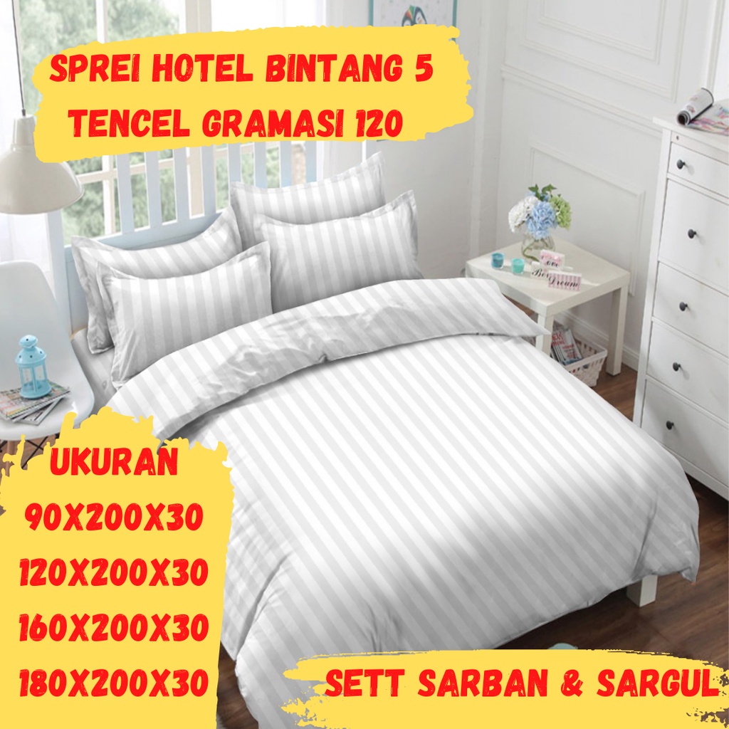 Sprei Hotel Salur Micro Tencel Tancel Sett Sarban Sargul 200x200x30 [ BELUM TERMASUK BEDCOVER ]