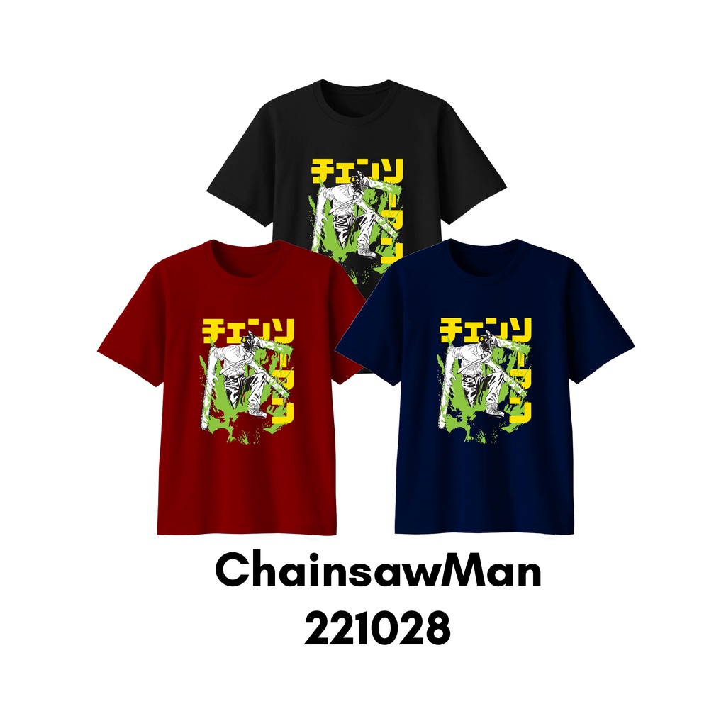 Baju Kaos Anime Chainsaw Man Series Blood Chainsaw Ready Bayi sampai Dewasa Katun Combed 30s
