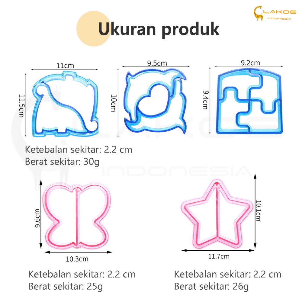 LAKOE Cetakan Nasi Bento Sandwich Mold Cutter cetakan pemotong roti tawar