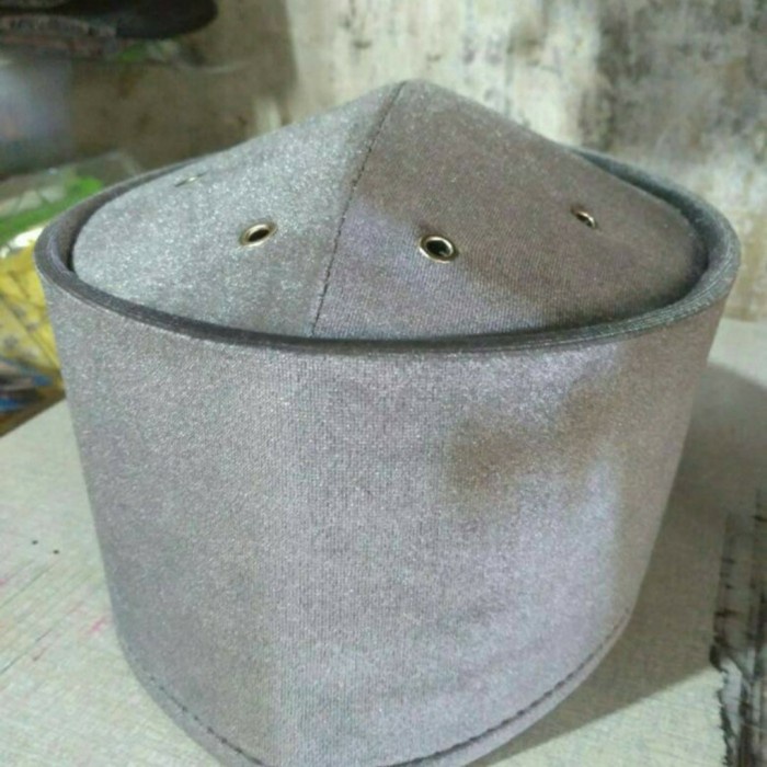 Peci/Songkok/Kopiah Uje bludru silver tinggi 10cm size jumbo - 10