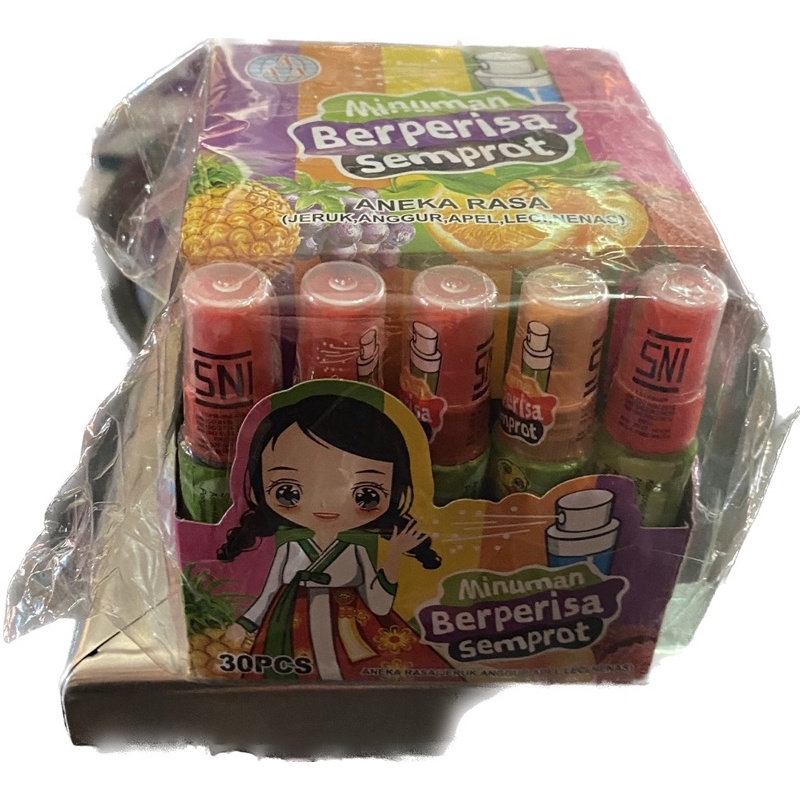 PERMEN SEMPROT BENTUK KOREK DAN TABUNG ISI 30