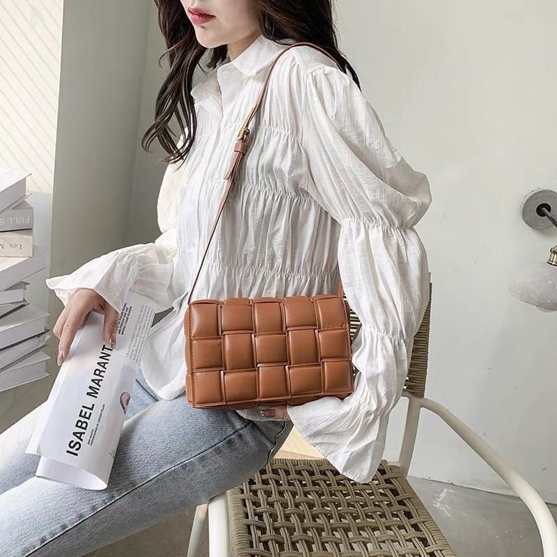 hokkiterus21⭐⭐⭐⭐⭐ TAS KOTAK KOTAK Tas selempang kotak tas fashion wanita tas botte ga import T014