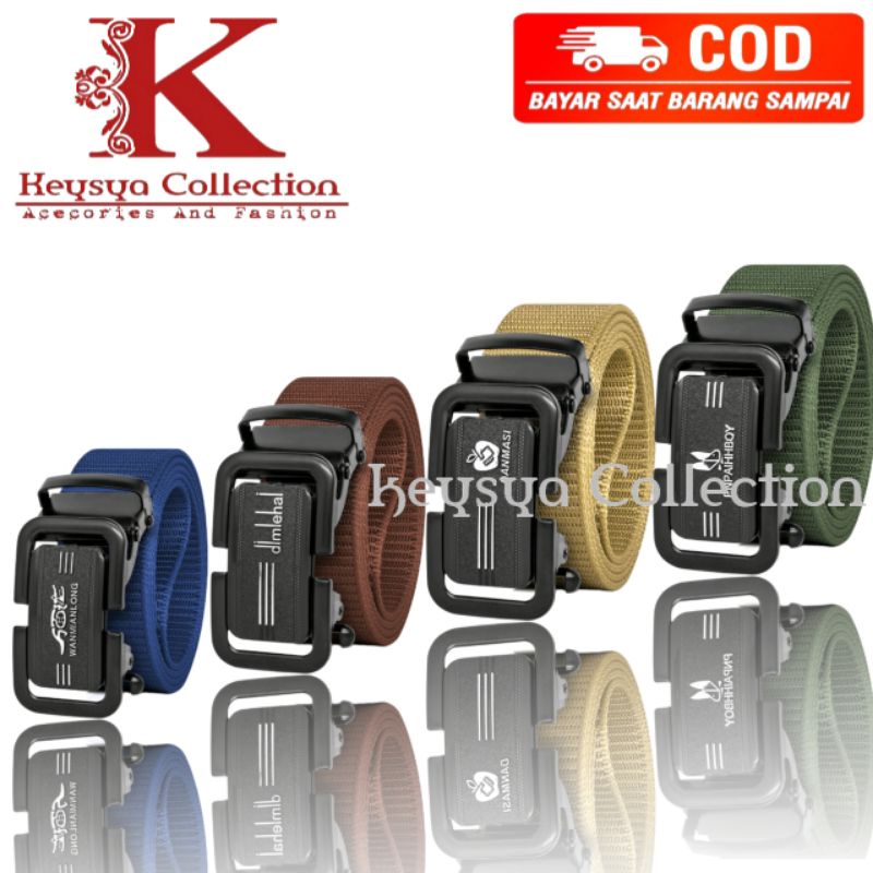 ikat pinggang pria canvas stylish metal men belt detectmor kepala logam ikat pinggang pria panjang