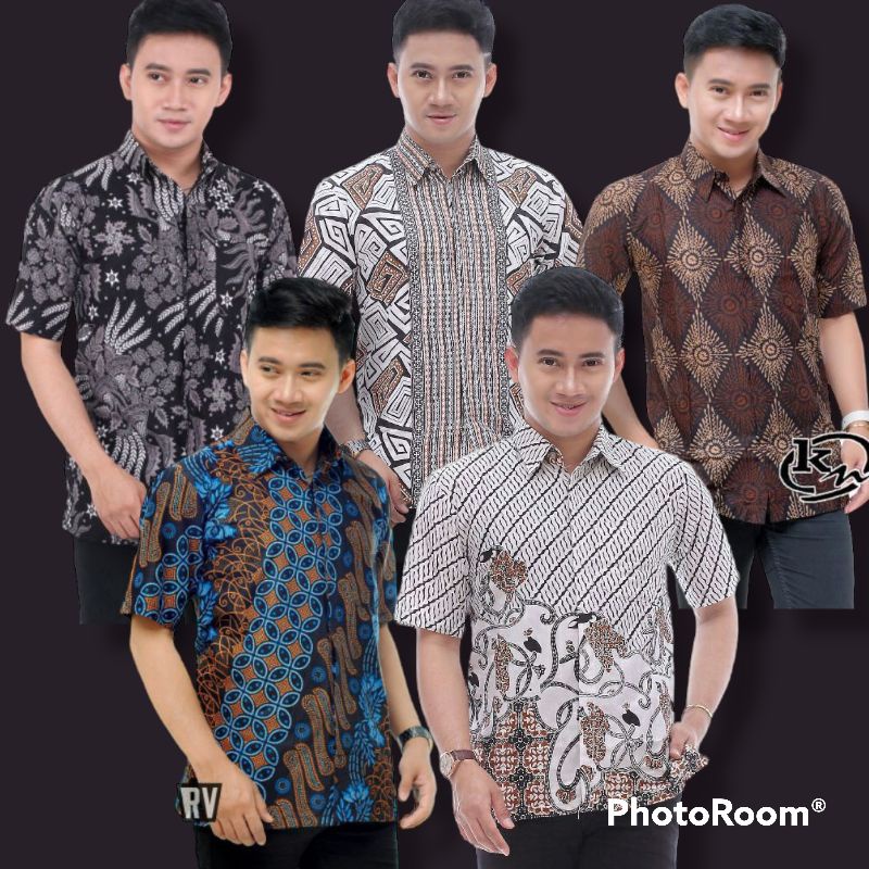 Zayn)BSWARTBatik HRB026 Kenongo Hem Pendek Padi Pekalongan M L XL Batik Pria MURAH