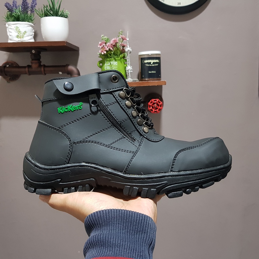 Sepatu Safety Proyek Ujung Besi - Septy Shoes Boot - Septi Kerja Lapangan Kulit Sintetis Tali - Sepatu Boots Kickers MORISEY