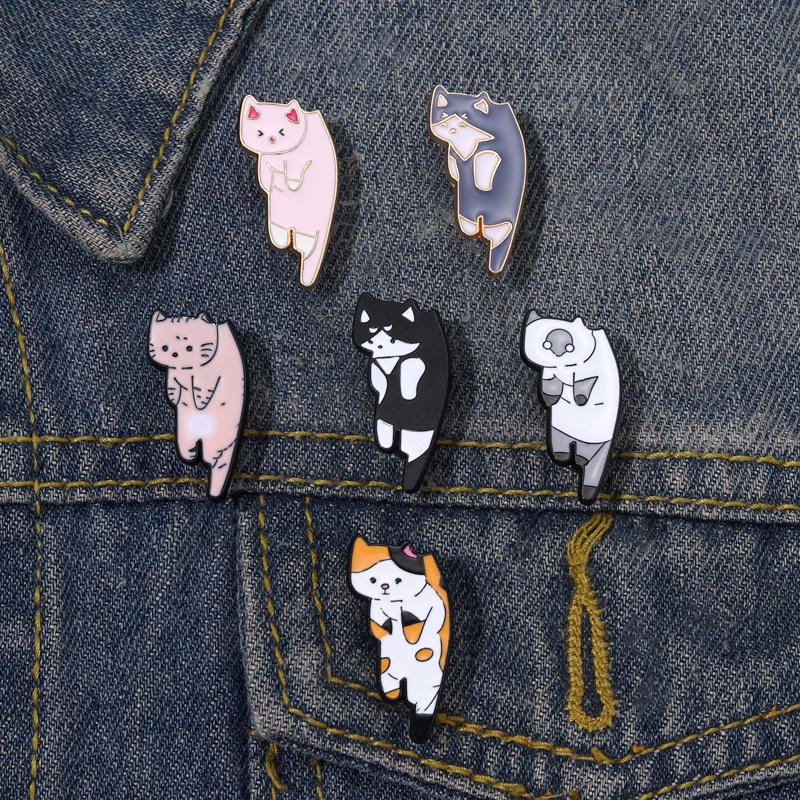 Bros Pin Enamel Bentuk Kartun Hewan Kucing Bahan Metal Untuk Hadiah Anak