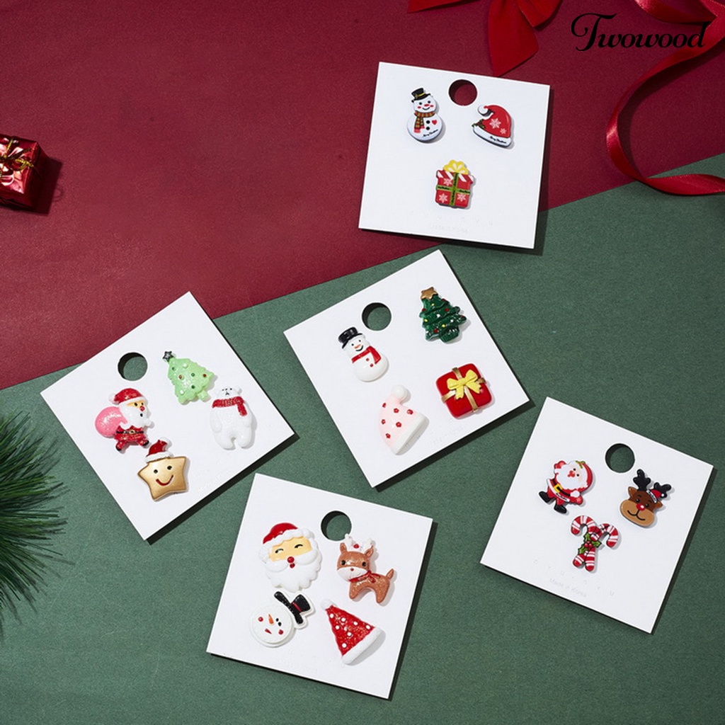 3pcs / Set Bros Pin Desain Kartun Santa Claus Rusa Snowman Natal Gaya Vintage Untuk Dekorasi