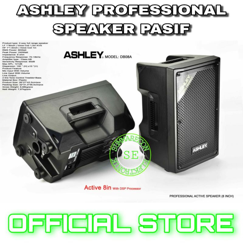 speaker aktif 8 inch original ashley db08a speaker active karaoke 8 inch