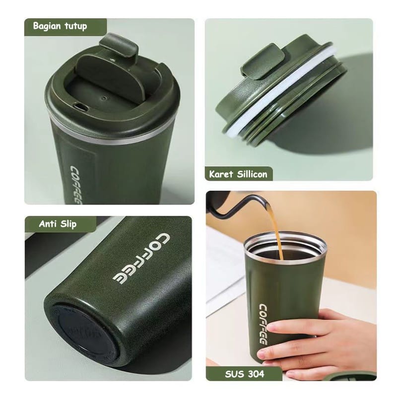 Mug Coffee Gelas Air Minum Tahan panas/Dingin Termos Coffe  Stainless SUS 304