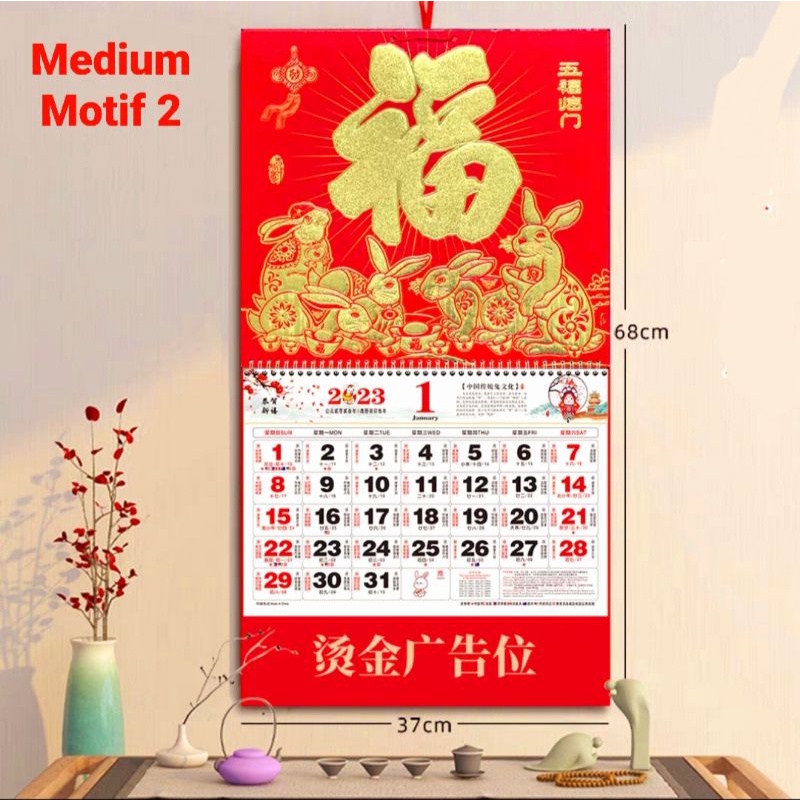 Kalender 2023 Bulanan Kalender Kelinci FU Hoki Termurah Harga Grosir