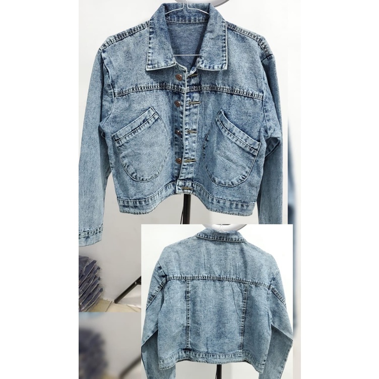 JAKET JEANS VINTAGE BAGGY OVERSIZE WANITA