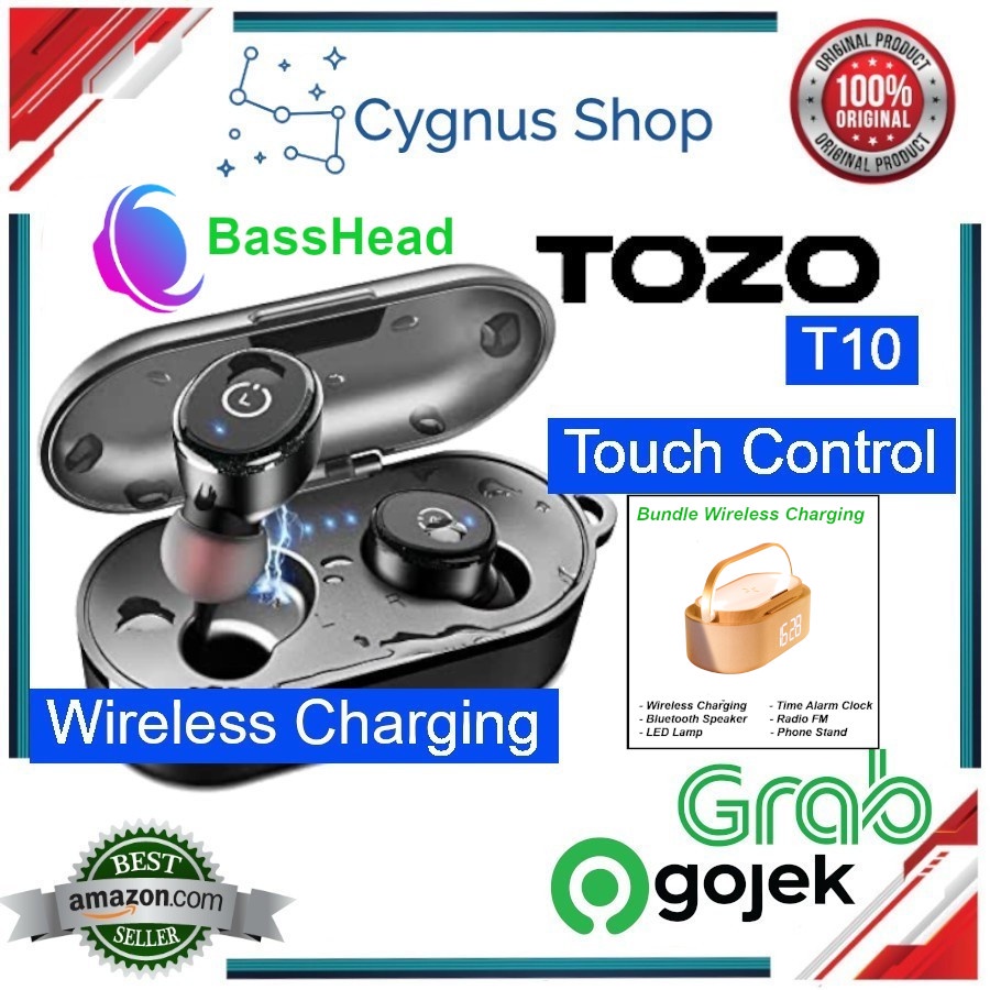 Tozo T10 TWS Stereo Headset Wireless Earbuds Wireless Charging IPX8