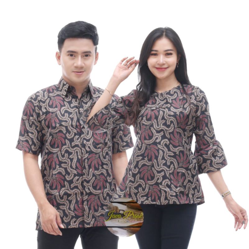 Couple Batik Pria Wanita Atasan Baju Kantor Seragam M L XL XXL