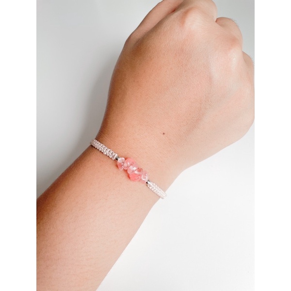 Gelang Tali Batu Alam Giok Kristal Asli Wanita Stone Crystal Bracelet Swarovski Dala