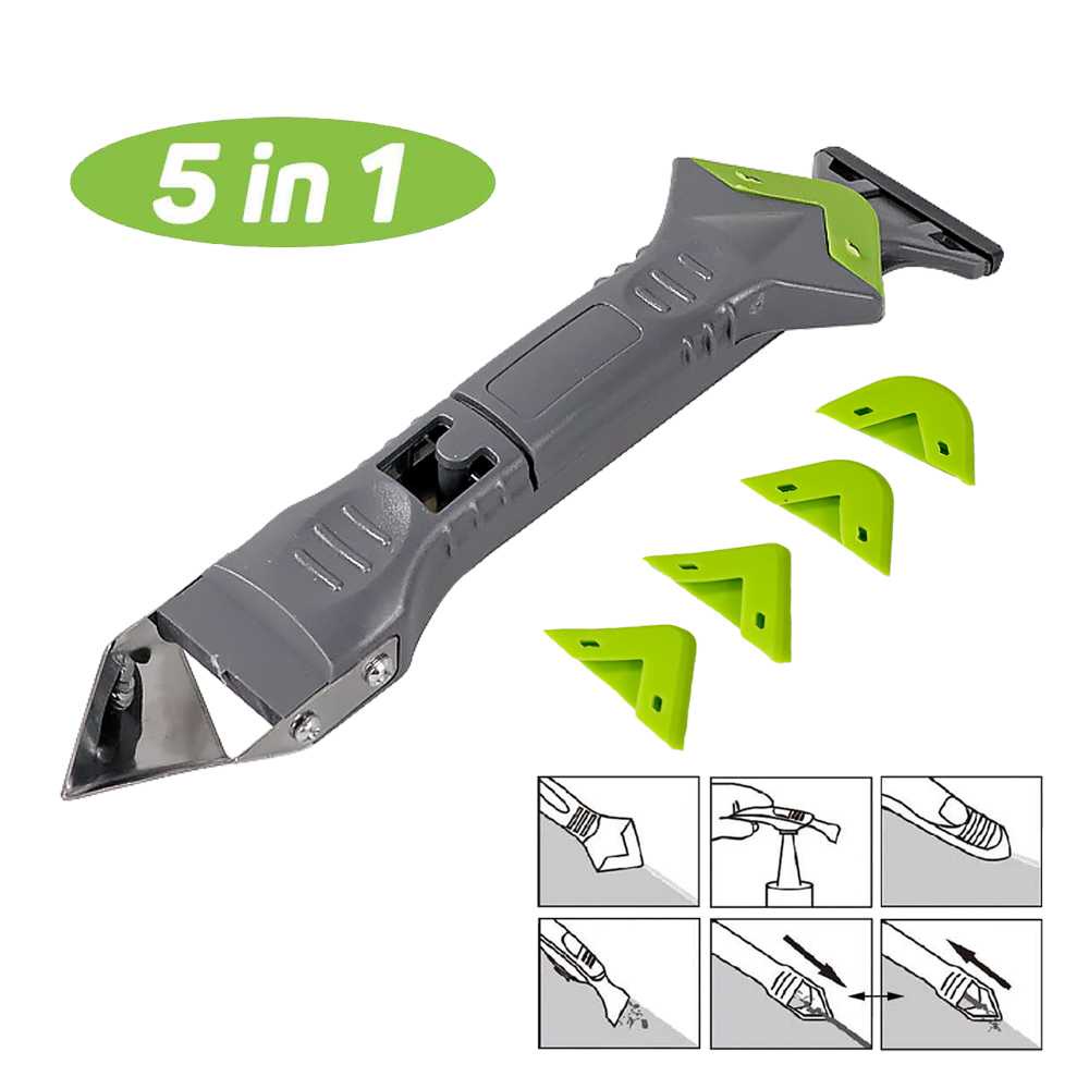 5in1 Set Perapi Lem Silikon Akuarium Sudut Dinding Kotak Kaca Sealant Tool Scraper