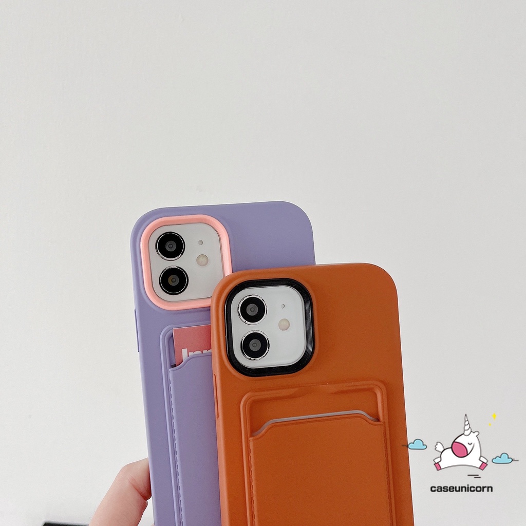 3in1 Soft Case Silikon Warna Permen Macaron + Slot Kartu Untuk iPhone 11 12 13 14 Pro MAX 6 6S 7 8 Plus XR X XS MAX SE 2020