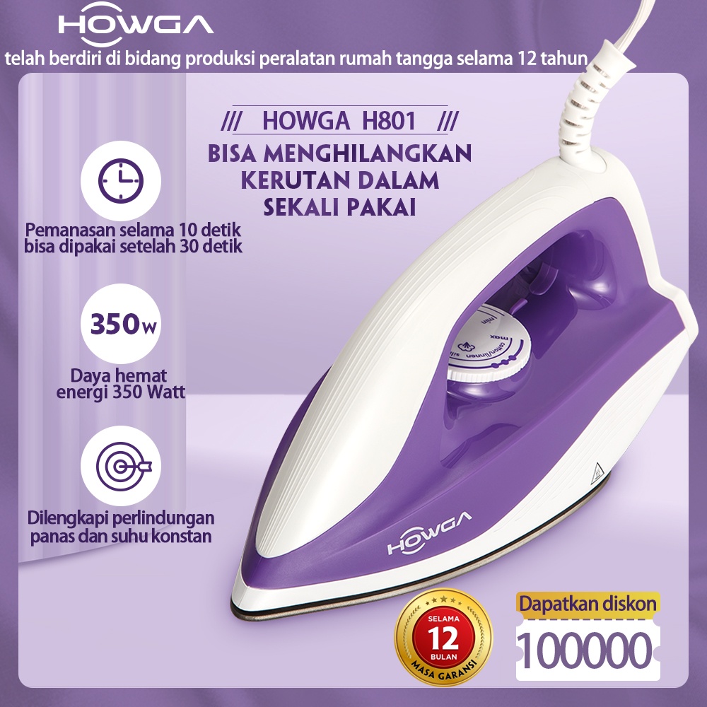Setrika anti lengket HOWGA 350W