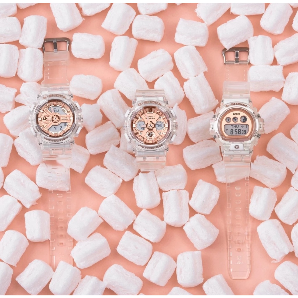 Jam Tangan Wanita Casio G-Shock GA-110 GMA-S110SR-7A Jelly Skeleton Rose Gold Series