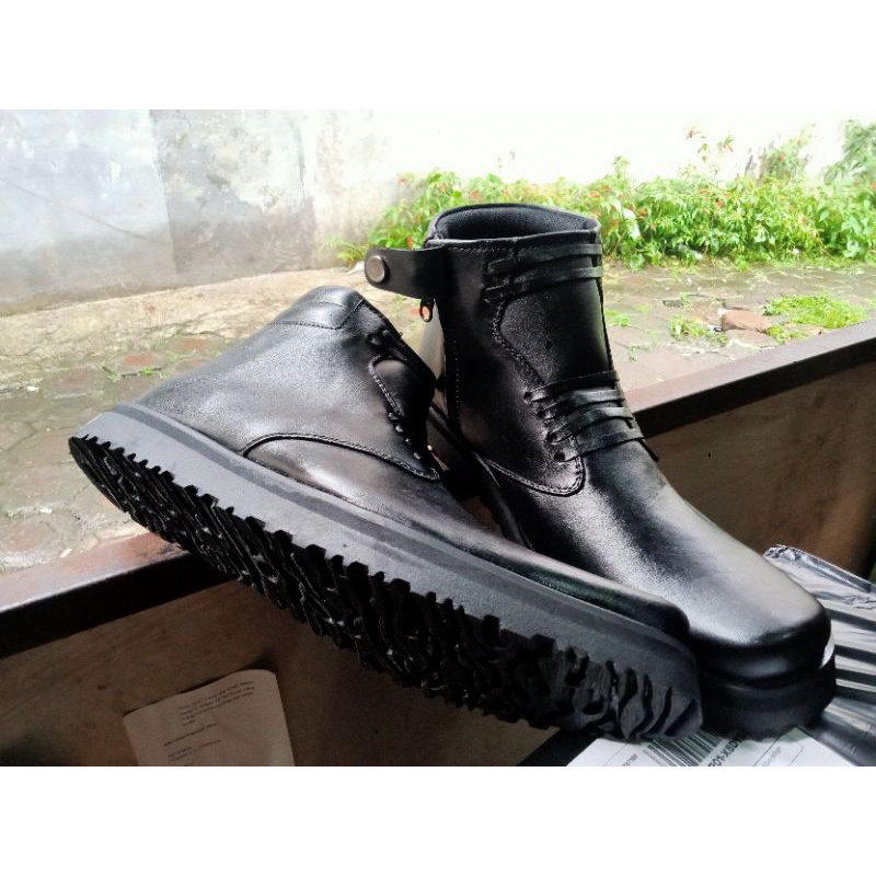 Sepatu PDH kulit asli pria security satpam paskibra dinas polri tni kantoran formal pantofel  safety hitam 39-40-41-42-43 murah original casual terbaru berkualitas 100% sapi