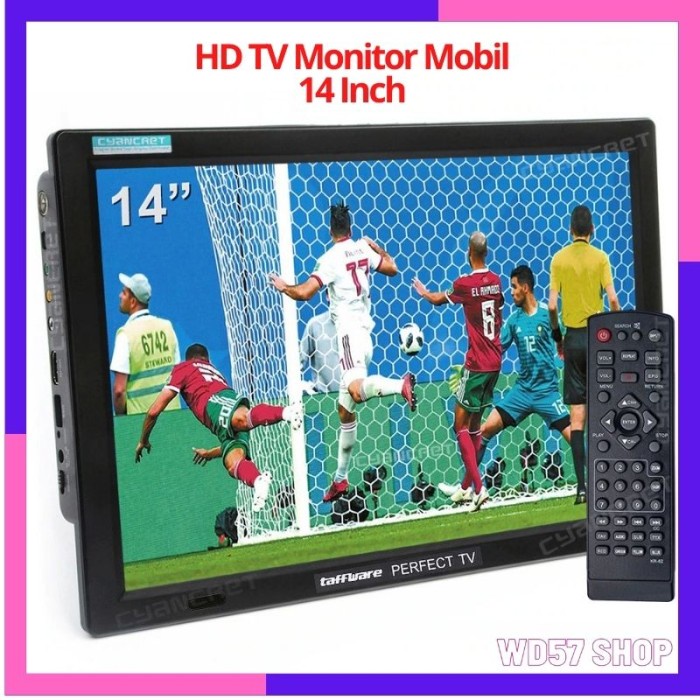 Tv Lcd Led Mobil Monitor 14 Inch Usb Remote Control Mini Portable