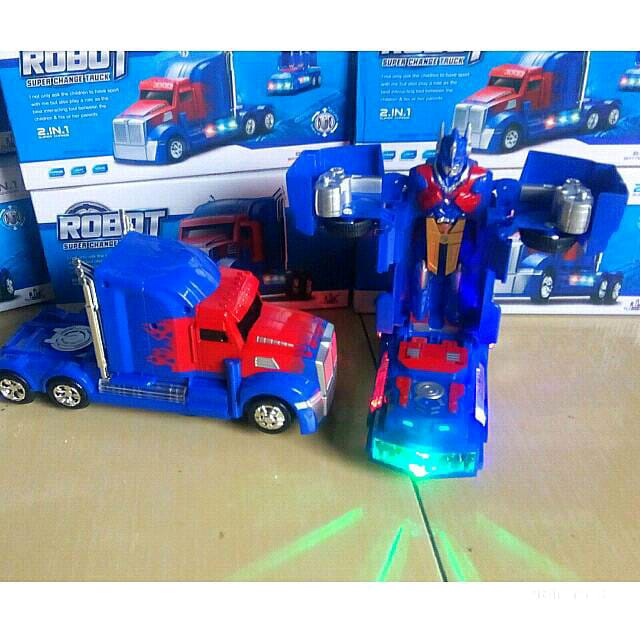 Mainan Mobil Robot Transformer Truck Optimus Prime Transformer 2 in 1