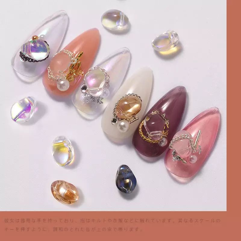 10pcs CRYSTAL CLEAR STONE DEKORASI NAILART / BATU PERMATA RHINESTONE HIASAN KUKU GAYA JEPANG BEST SELLEE