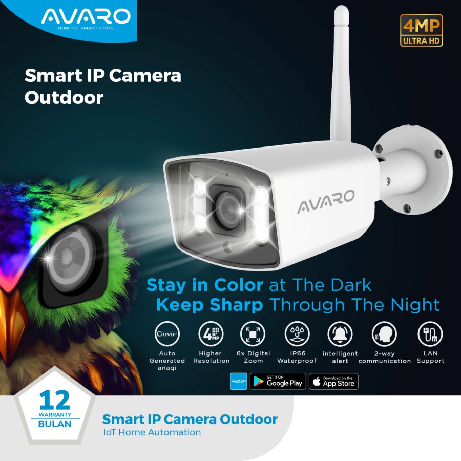 AVARO Smart CCTV WIFI IP Camera CCTV Outdoor 4MP PTZ Color Nightvision