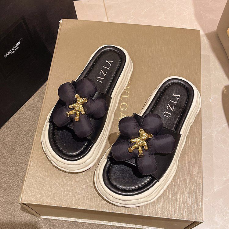 GROSIRTAS TG1282 Sandal Wedges Wanita Import Motif Bear