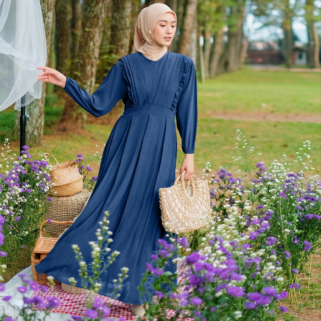 Gamis maxy Zeanez Crincle Airflow Demore Ukuran XL