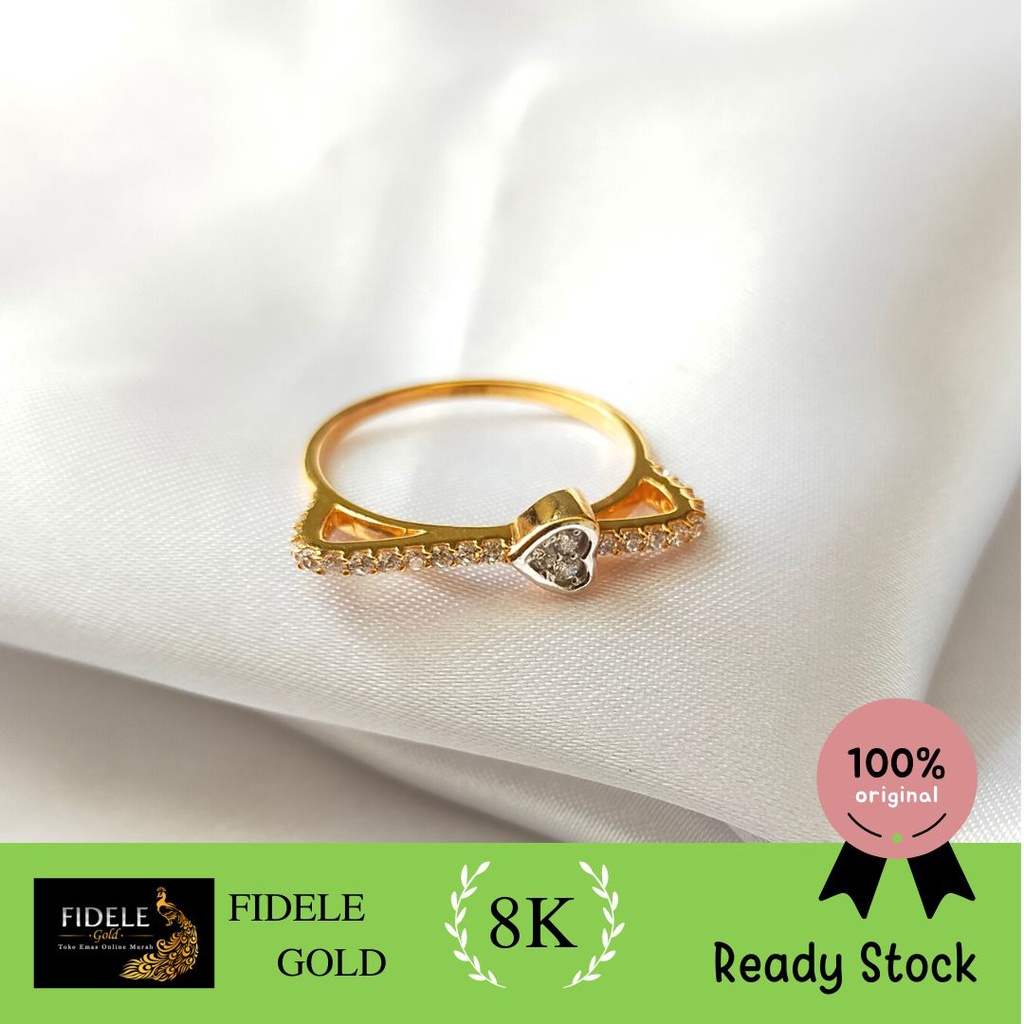Cincin Emas Asli Hati Spiral Silang 375 Millie Molly