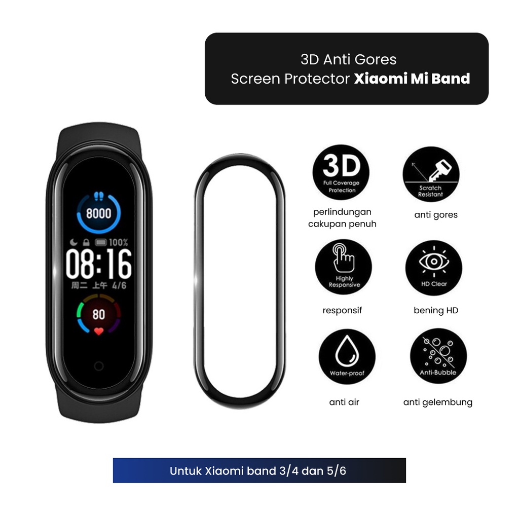 Xiaomi Band Tempered Glass Miband 3 4 5 6 3D Covered Film