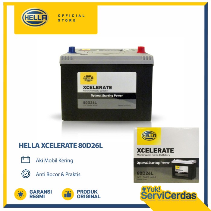 HELLA Aki Mobil XCELERATE 80D26L - Aki Mobil Kering
