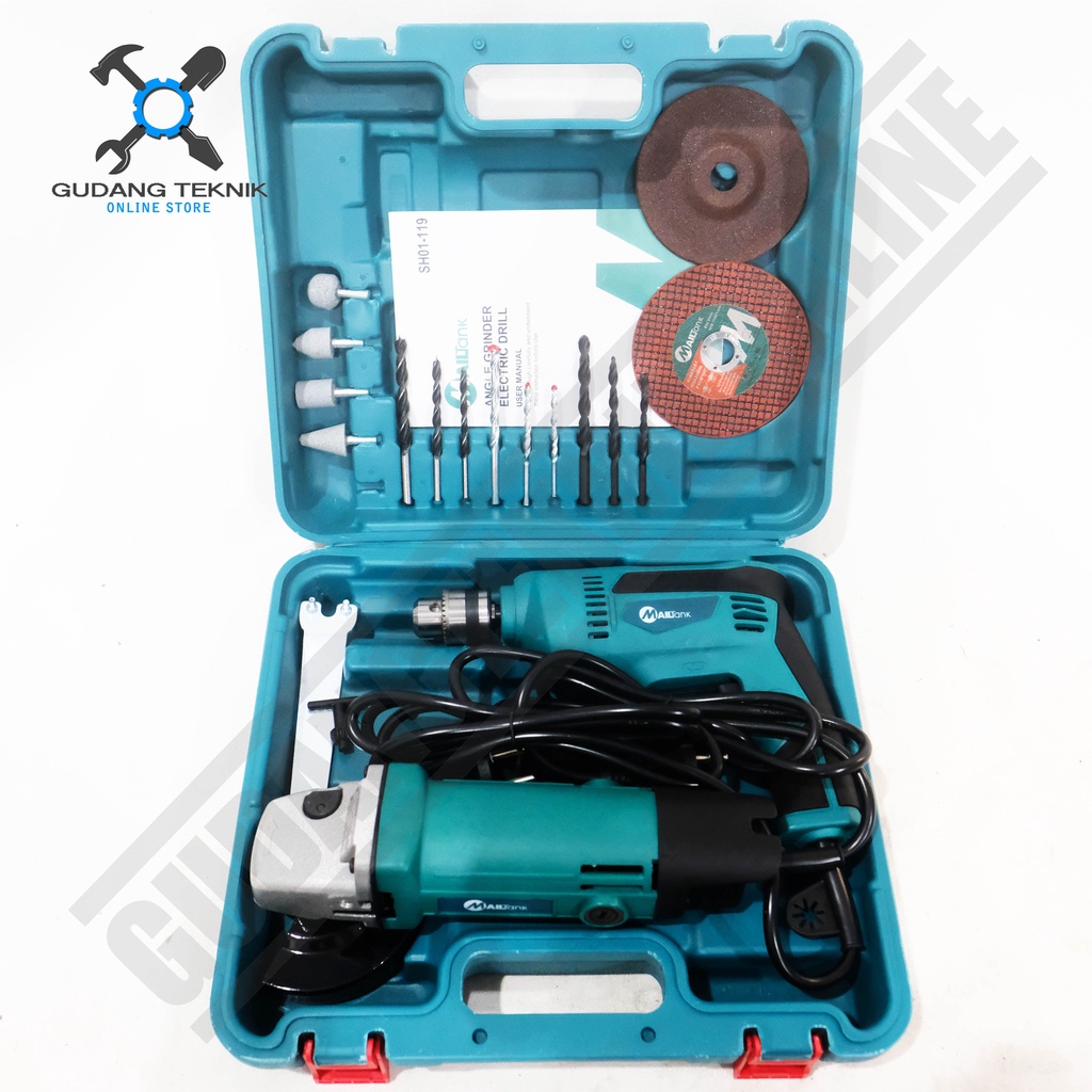 Mesin Gerinda Bor SET SH119 MAILTANK / Gerinda Bor Listrik Tangan SH 119 - Angle Grinder Elektrik Drill SH-119 MAILTANK