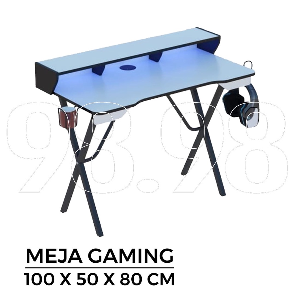 Meja Gaming Titan uk 100cm - Meja Komputer Kaki Besi - Meja Kerja Minimalis Medan