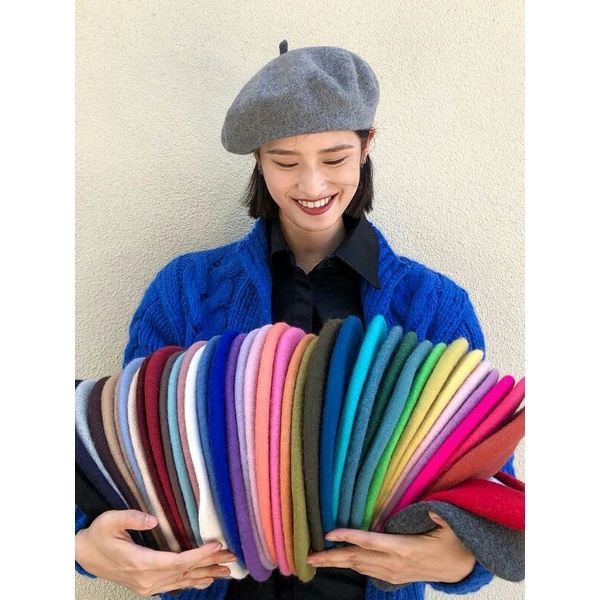 Ilhamriof Topi Baret Wanita Korea Fashion Kekinian Polos