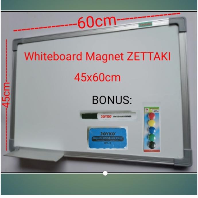 

Papan tulis magnet whiteboard gantung single face ZETTAKI 45x60cm