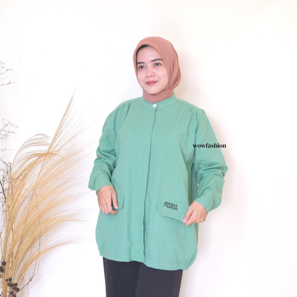 WOW-Hasna Kemeja Linen Crinkle - Atasan Wanita