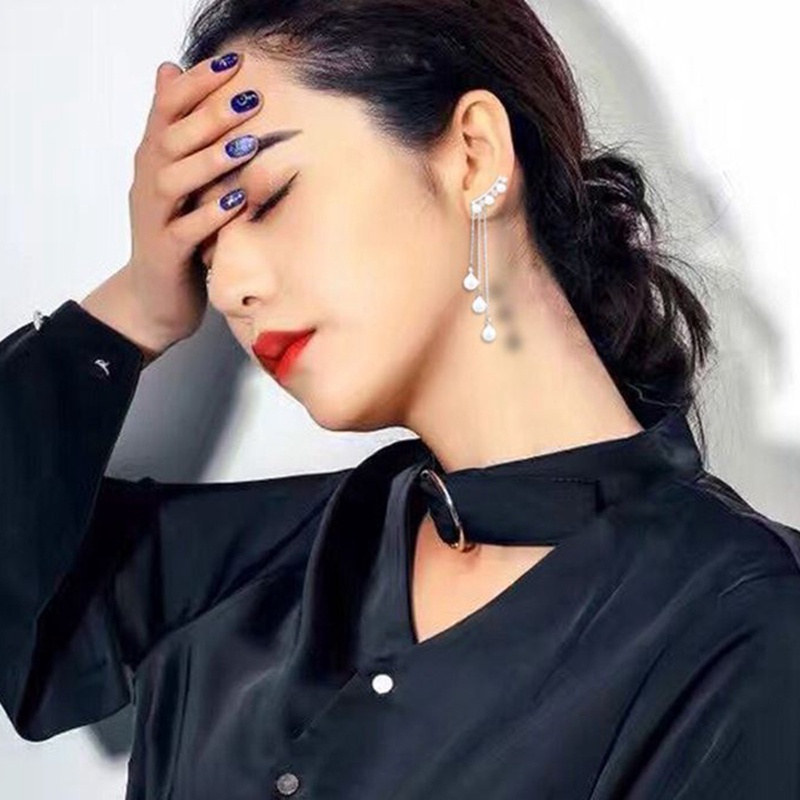 Fancyqube Fancycube Anting Tusuk Gantung Panjang Bahan Sterling Silver 925 Dengan Rumbai Mutiara Untuk Wanita