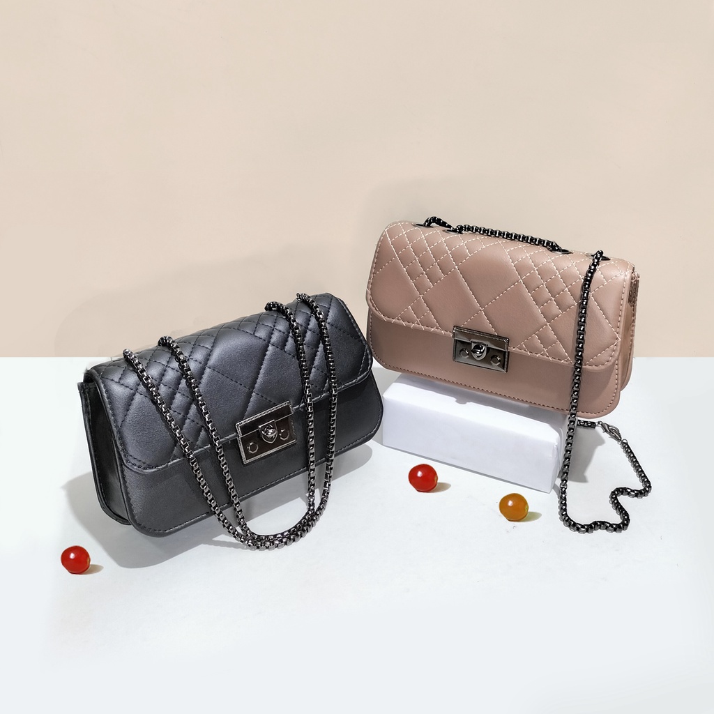 Tas selempang wanita shoulder bag kulit sintetis polos tas pesta wanita kekinian simple