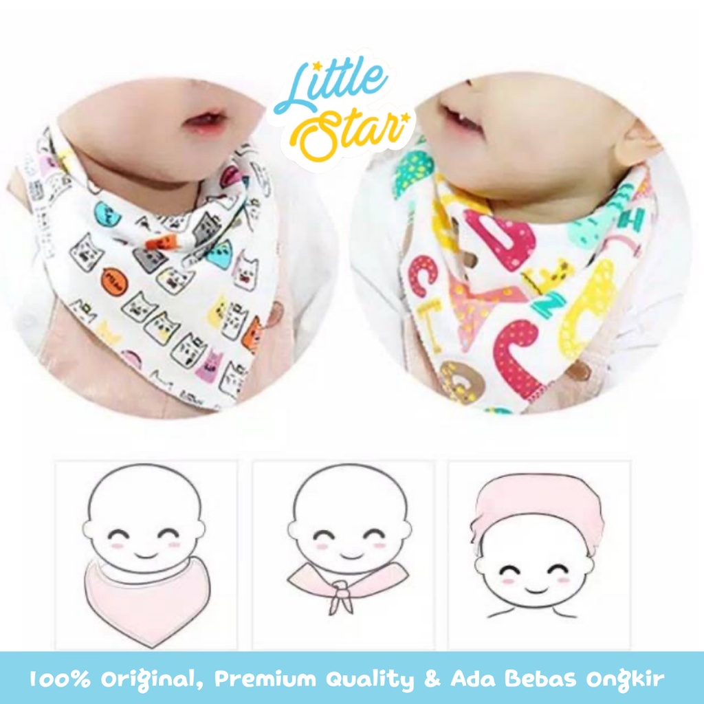 Celemek Makan Segitiga Anak Bayi Little Star Motif Kartun