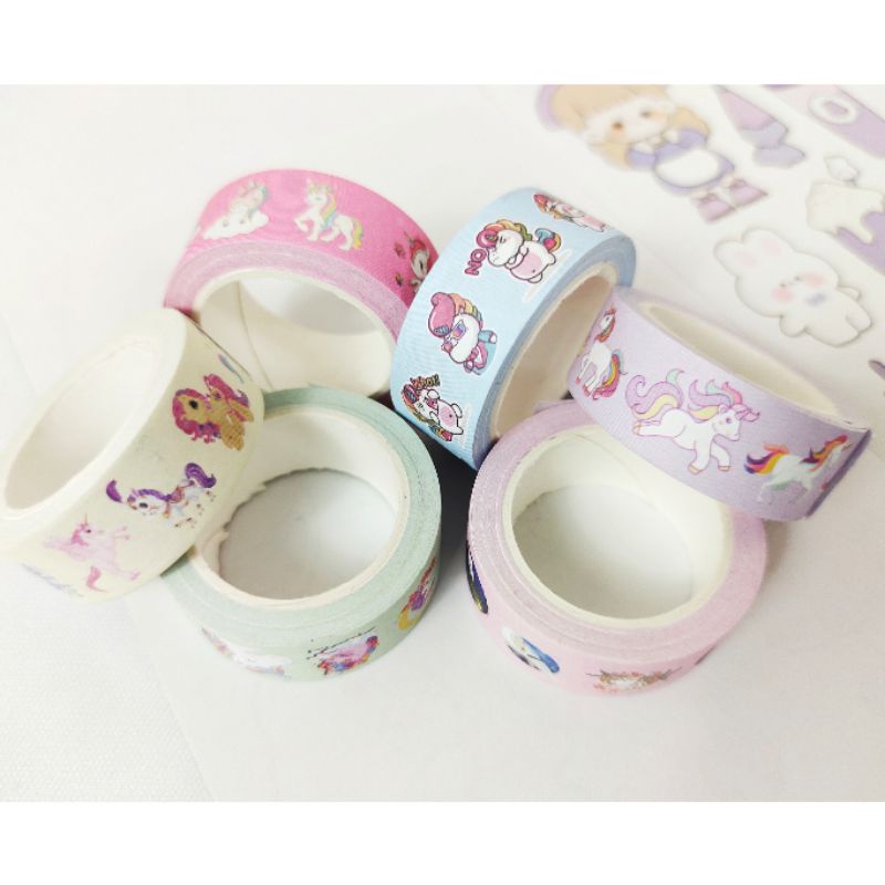 

KIYOWO 6 DESAIN WASHI TAPE UNICORN SERIES FOR JOURNAL SCRAPBOOKING DIY