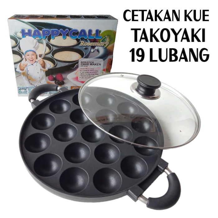 Happy Call Cetakan Takoyaki Anti Lengket 19 Cekung Cetakan Telur Congkel Loyang Anti Lengket Cetakan