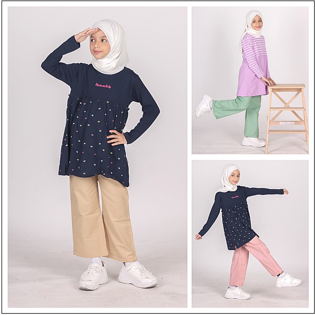 Celana Panjang Kulot Anak Perempuan Ammar Kids Bahan Linen Hello Chic Culotte