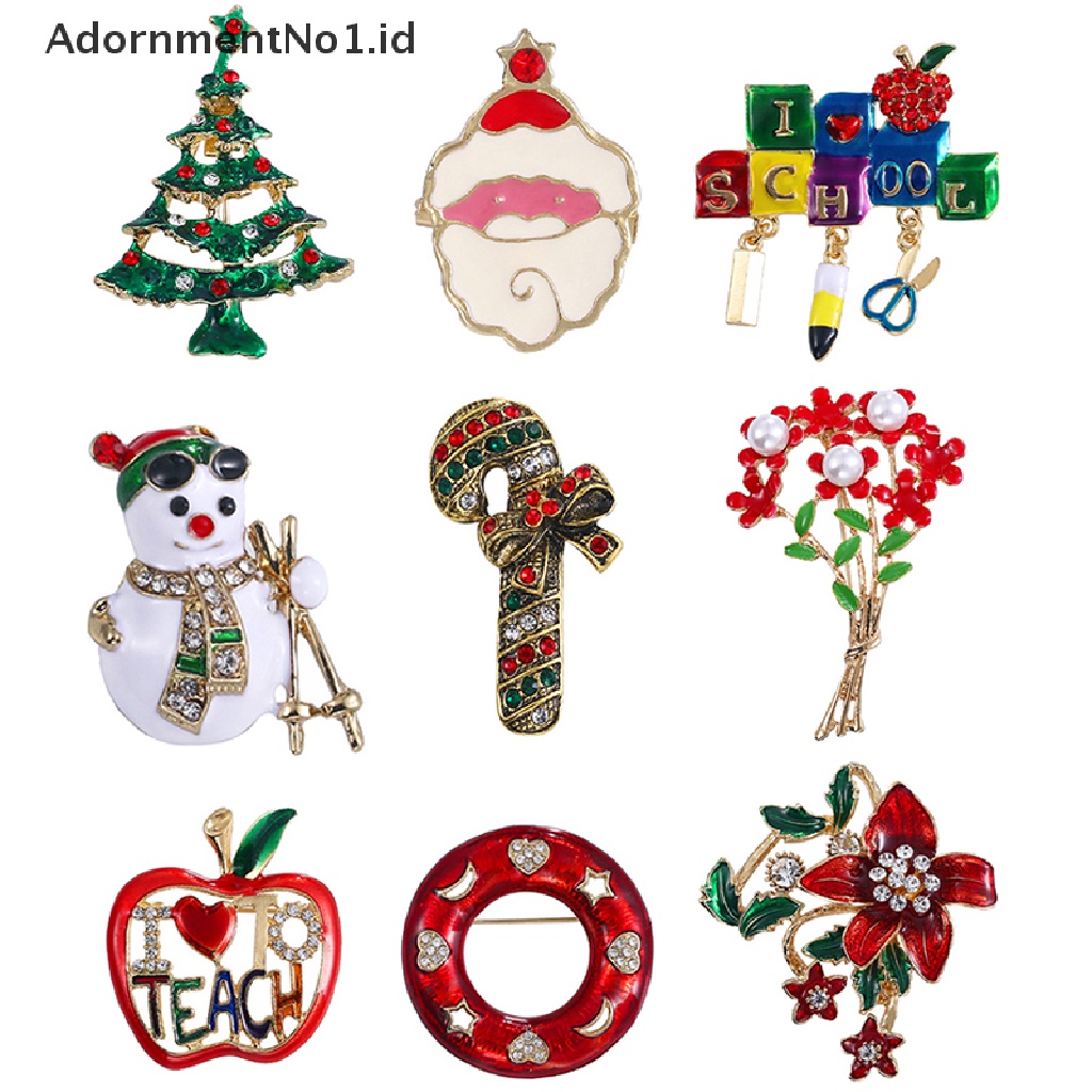 Bros Pin Desain Kartun Pohon Natal Snowman Element No1 Untuk Hadiah