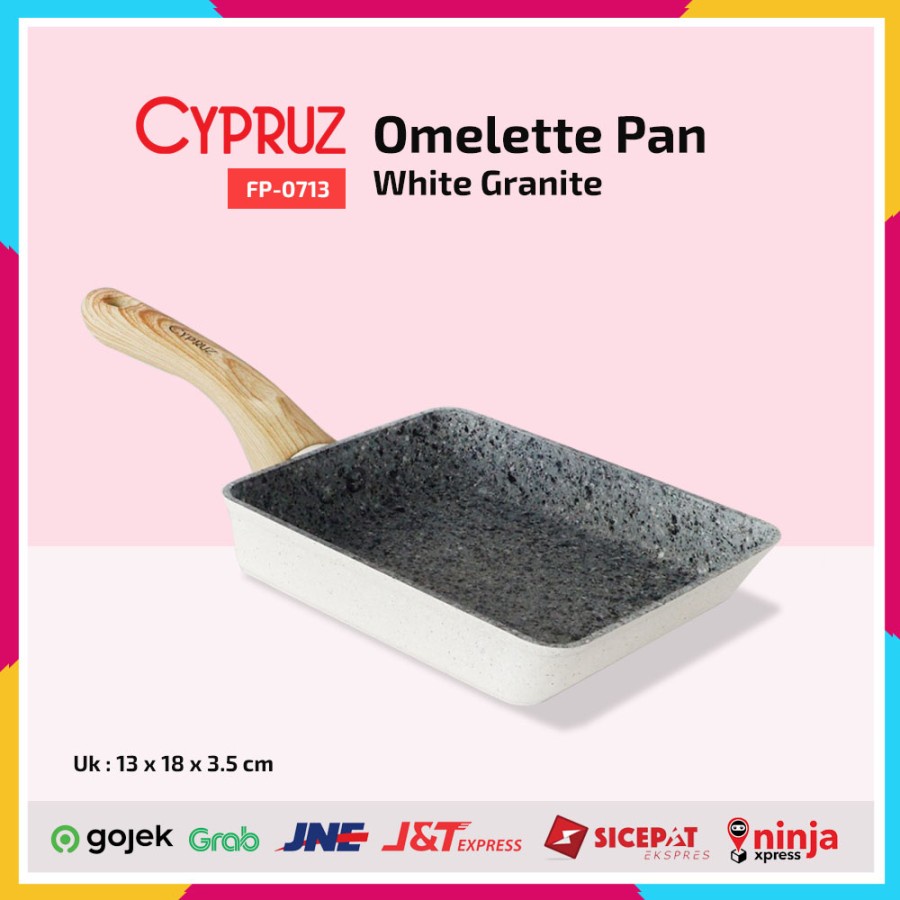 Cypruz FP-0713 Omelette Egg Pan Tamagoyaki White Granite Wajan Kotak