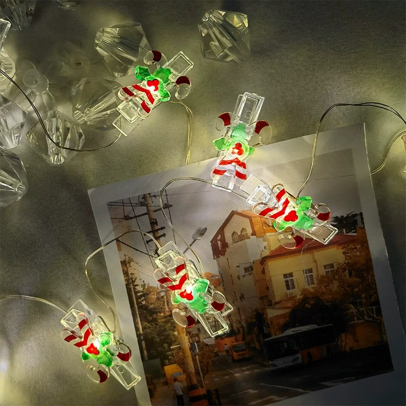 Lampu String 10 Led Bentuk Klip Foto Warna Warm White Untuk Dekorasi Natal