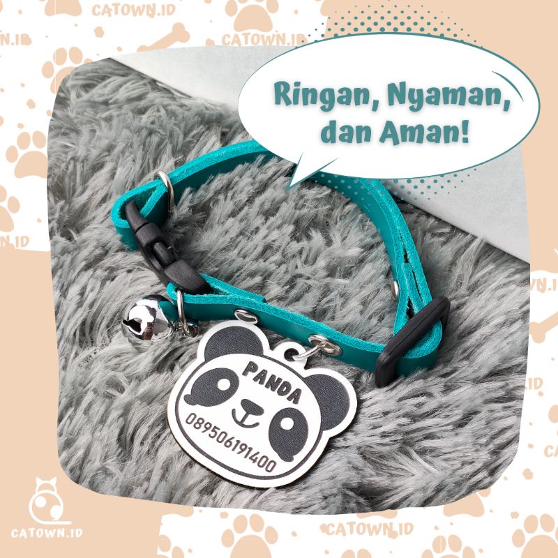 D013-Kalung Kucing Custom Nama Panda Series Bebas Tulis Nama Free Ukir Nama Identitas No Hp Pemilik Cat Collar Free Tulis Tulisan Lucu Unik Liontin Cat Cute Catown.id