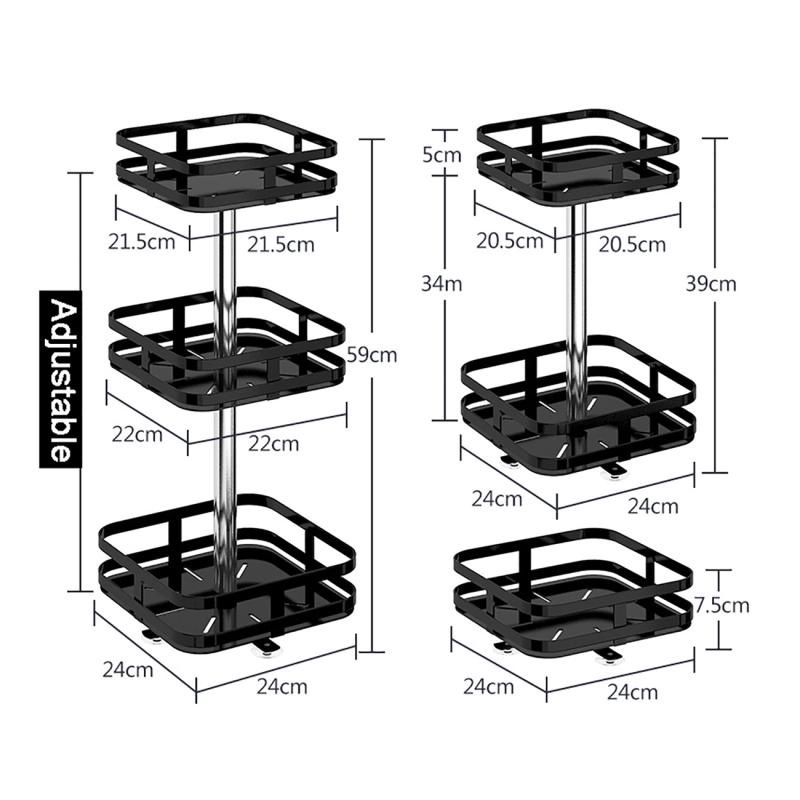 【COD】3 Susun Rak Bumbu Berputar 360°/Rak Penyimpanan Rempah-rempah/Stainless Kitchen Spice Rack