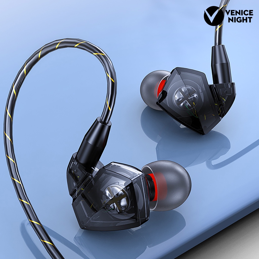 (VNEP) (Berkabel) 3.5mm Dynamic In-ear HiFi Heavy Bass Sport Earphone dengan Mic untuk Ponsel